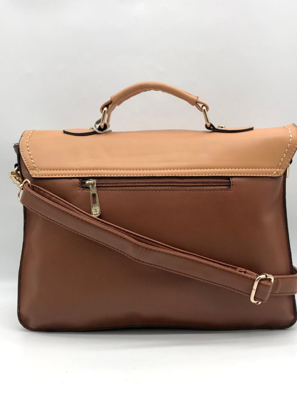 Move & Moda Brown Faux Leather Convertible Work Briefcase Crossbody - Picture 2 of 13